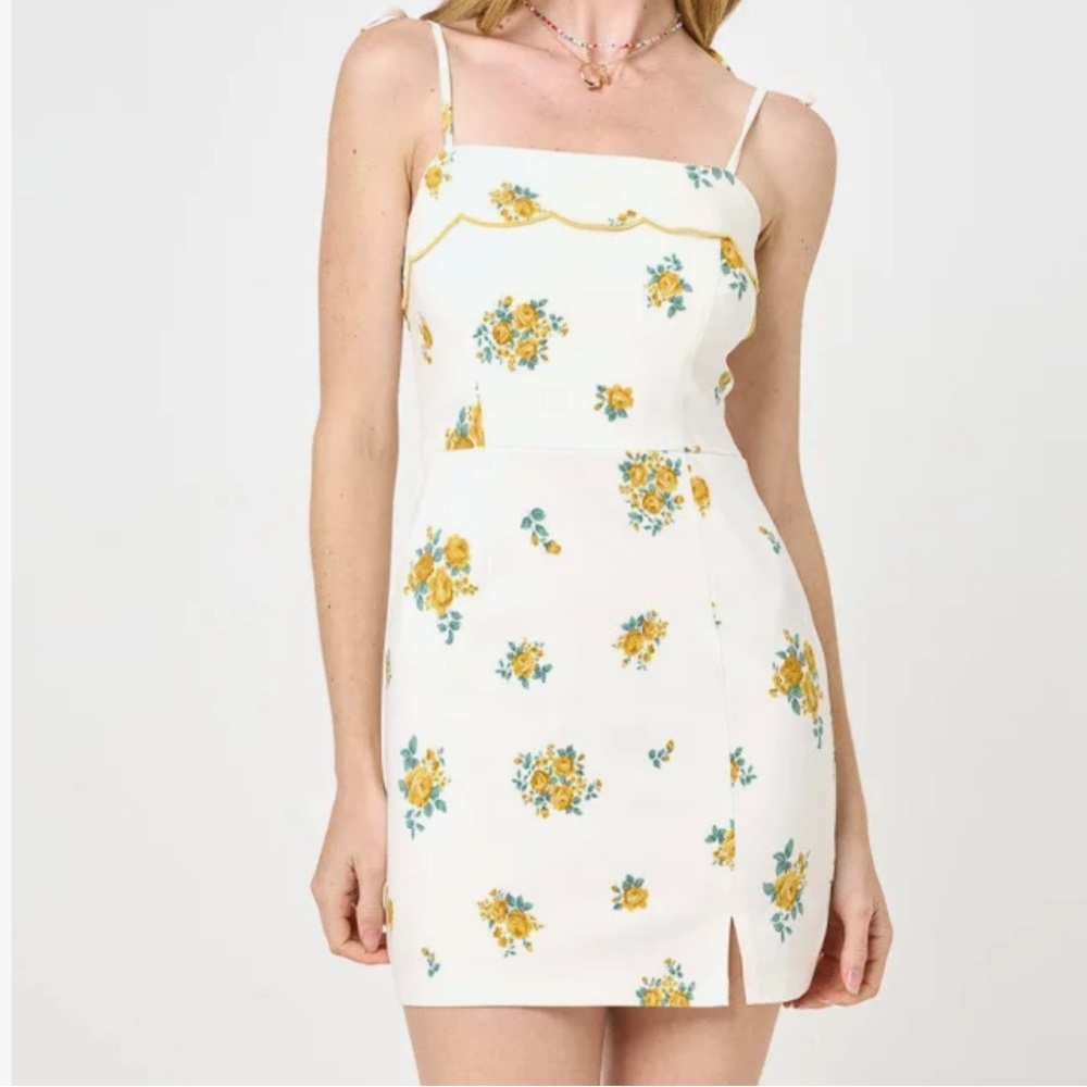 Altar'd State White and Yellow Floral Mini Dress